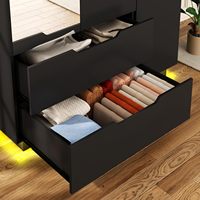 Armoire en bois avec éclairage LED et miroir, 2 grands tiroirs