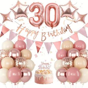 Rose Gold <b>Balloon</b> Birthday Party <b>Decoration</b> Set With Foil Number <b>Balloons</b> Confetti <b>Balloons</b> for Birthday Celebration Supplies - Product Image 5