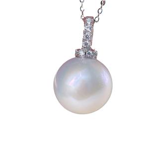 13-14mm <b>Freshwater</b> <b>Pearl</b> Pendant on S925 Silver Clover Strong Light Pure Silver <b>Necklace</b> Natural Product - Product Image 5