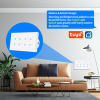 Interruptor de Luz Wifi de 2/4/6/8 Canales, Tipo 146, Botones Táctiles, Interruptor Inteligente Wifi Tuya, Compatible con Control por Voz de Google Home y Alexa