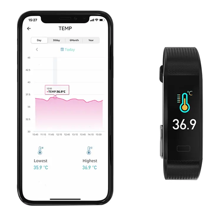 Starmax S5 2.0 OEM ODM New Body Temperature Fitness Tracker Wristband Heart Rate Monitoring Measuring Smart Bracelet Fitness
