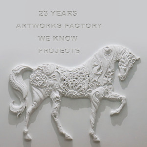 Décoration d'hôtel, œuvre d'art de cheval sculptée en 3D à la main, décoration murale - Product Image 1