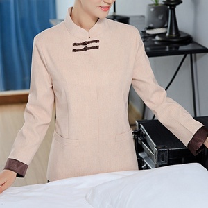 Tùy chỉnh đồng phục vệ sinh Áo sơ mi dài tay áo đồng phục tẩy tế bào chết cho quần áo làm việc đồng phục khách sạn cho vệ sinh - Product Image 4