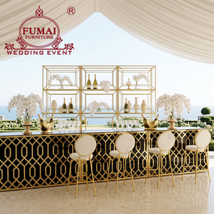 Barra de café móvil de acero inoxidable negro dorado para eventos de boda - Product Image 5