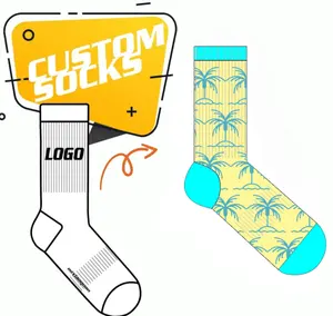 OEM equipo Deporte Calcetines de algodón de compresión de moda 3D impreso jacquard logotipo personalizado calcetines para las mujeres