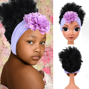 Nuovo arrivo carino bambini fascia parrucca decorazione per ragazza moda ragazza <span class=keywords><strong>parrucche</strong></span> senza pizzo anteriore afro <span class=keywords><strong>parrucche</strong></span> della neonata con fascia - Product Image 1
