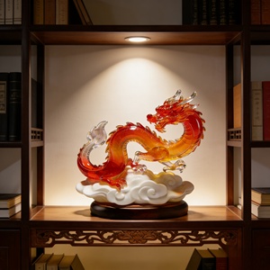 รูปปั้นมังกรเรซินคริสตัลใสนำโชคมาเป็นมงคลอาชีพถอดออก - Product Image 4