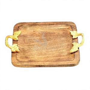 Plateau de service rectangulaire en bois, fait main, très vendu, élégant et classique, nouveau plateau de service en bois - Product Image 1