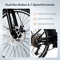 Vélo électrique longue portée 48V 350W pour adultes, idéal pour les trajets urbains, avec moteur arrière sans balais, capacité de charge de 150 kg, batterie lithium double