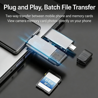 Lector de Tarjetas USB 3.0 Tipo C OTG con Cable de Extensión, Adaptador Portátil de Tarjetas de Memoria SD y TF para Teléfono Inteligente y Tableta