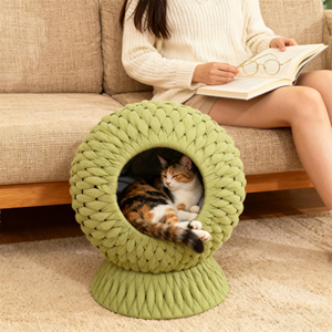 Домик для кошек ручной работы, комфортное премиальное плетеное лежанка-гнездо, очень мягкий домик-пещера для котят и кошек всех размеров (для использования в помещении) - Product Image 2