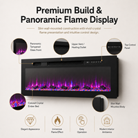Elektrischer LCD-Kamin Wandheizung LED-Flamme Fernbedienung App-Steuerung für Haushalt und Hotel Englischsprachig Farbige Kristalle Nur Bettenmodus