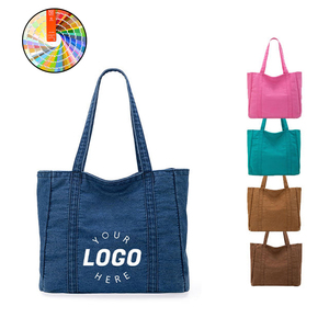 Logo personnalisé West Denim Sac fourre-tout pour femmes Jean Sacs à main à bandoulière et Sacs à main Denim Sacs à main - Product Image 1