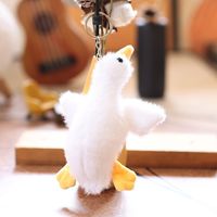 Porte-clés en peluche personnalisé en gros, motif canard blanc mignon, pendentif de sac à dos, cadeau