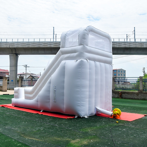 Casa de rebote de boda blanca, castillo hinchable de salto con foso de bolas y tobogán de agua inflable - Product Image 3