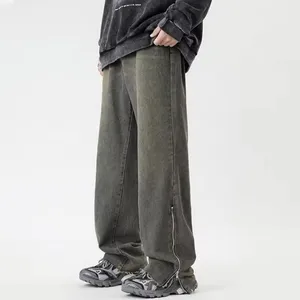 Hoge Kwaliteit Mode Stijl Straight Losse Casual Business Young Gefabriceerde Baggy Denim Jeans Broek Voor Mannen