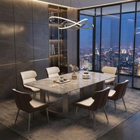 Vente en gros de meubles, table à manger de luxe avec ensemble de chaises, table à manger moderne en marbre, ensemble de 6 places pour la salle à manger à domicile