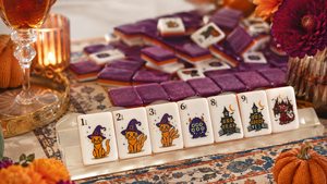 <span class=keywords><strong>Jeu</strong></span> de Mahjong Halloween Chat avec 160 Tuiles Acryliques, Motifs Chapeau de Sorcière et Citrouille, et Sac de Rangement pour <span class=keywords><strong>D</strong></span>ébutants - Product Image 4