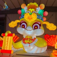 Lampu Festival Tahan Air Bentuk Maskot Ular Emas Raksasa, Harga Pabrik, Dapat Dipesan Sesuai Kebutuhan, untuk Wisata Malam Hari