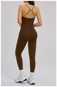 Ensemble de yoga 2 pièces pour femme, séchage rapide, fitness, sans couture, respirant, color block, débardeur dos élégant, taille haute, effet push-up fessier - Product Image 5