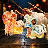 Lanterne LED 3D Danse du Lion à Main, Fonctionnant sur Piles, Lumière LED Intégrée, Certifiée CE, Idéale pour le Nouvel An et la Décoration de Fête