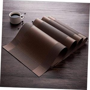 Manteles individuales de mesa de centro a prueba de calor de vinilo antideslizante barato al por mayor directo de fábrica para comedor manteles tejidos de tela de PVC - Product Image 3