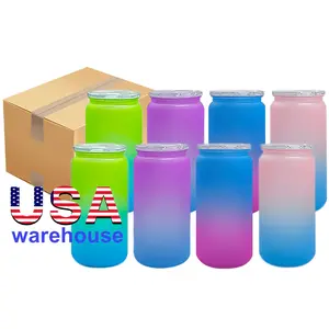 USA kho khoảng trống thăng hoa 16oz Frosted thăng hoa Ombre nhựa bia có thể Gradient Tumbler với rơm