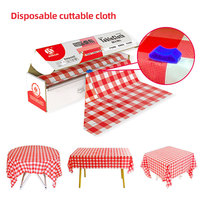 1.37*1000CM nappe en plastique imperméable jetable à la main à carreaux rouge blanc couverture de Table rouleau en gros Colls rouleau