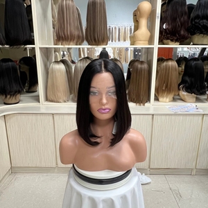 Luxury Wholesale Chinese Hair Glueless <b>Wigs</b> Pre Plucked Raw Virgin Human Hair HD Transparent for Lace Front <b>Bob</b> Wave Small - Product Image 1