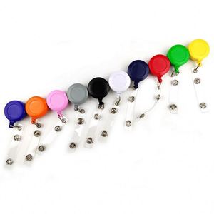 Factory Wholesale Id Card Reels With Clip Name Reel Round Office School Supplies Retractable <b>Lanyard</b> Badge Holder - Product Image 1