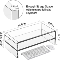 Nouveau support d'écran rectangulaire en acrylique PMMA transparent à double niveau pour ordinateur portable et de bureau 2026