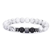 Ensemble d'accessoires de mode pour hommes, bracelet en œil de tigre et pierre volcanique, cordon en fleur de neige de pin blanc, bijoux polyvalents pour femmes