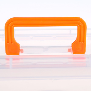 Transparent Plastic Storage Box With Lid Rectangle Orange Handles For Toys Clothes Snacks Home Organizer - Product Image 2