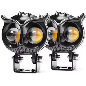 Faro LED de motocicleta de 2.6 pulgadas y 60W de aluminio con doble color, ojos de ángel, anillo halo, diseño de búho 2SMD, luz antiniebla de 2 lentes delanteras - Product Image 2