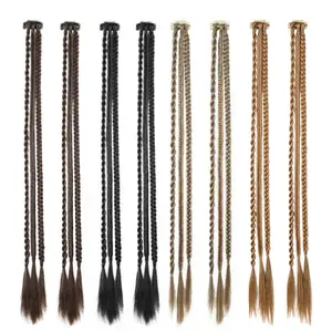 22Inch Long Synthetic Braids Wig Clip in Hair Extensions Braid Ponytail Hip Hop Cool Girls Dreadlocks Extensions