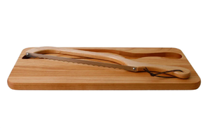 Ensemble de découpe de pain en bois massif au design unique, planche à découper et trancheuse naturelles, pour droitiers, utilisation en cuisine - Product Image 3