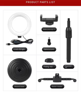 Support de diffusion en direct pour téléphone portable double de 6 pouces avec pince de fixation <span class=keywords><strong>Mini</strong></span> anneau lumineux en plastique en fibre de carbone Support de téléphone de bureau - Product Image 6