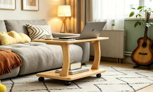Modern Wood Coffee Table Scandinavian <b>Design</b> With Storage Movable Living Room Furniture - Product Image 2