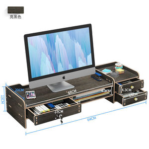 <b>Desktop</b> Monitor Riser Wood 48cm 2 Tier Storage Shelf Height Increasing Office Desk <b>Stand</b> for Computer Screen - Product Image 2