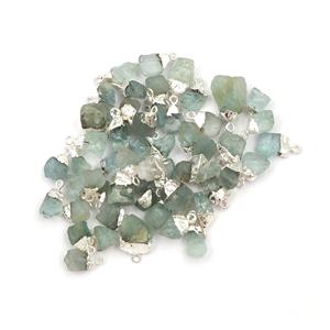 Résultats de bijoux argent électroplaqué naturel brut aigue-marine connecteur fabrication de pierres précieuses bracelet breloques fournisseur en gros - Product Image 1