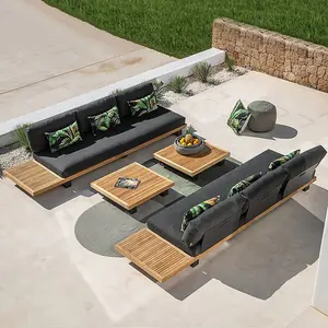 High-end Outdoor Teak Sofa Courtyard Waterproof Sunscreen Outdoor Villa Hotel Antiseptic Wood Furniture