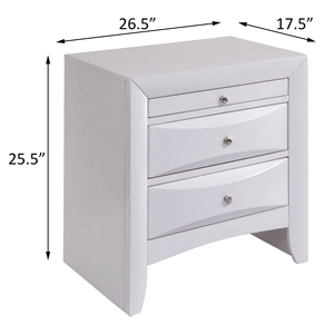 White Nightstand With 2 <b>Drawers</b> Modern <b>Storage</b> <b>Drawer</b> Unit <b>For</b> Bedroom - Product Image 5