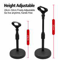 Support de microphone de bureau, support de micro réglable en hauteur avec base stable, support de table pour podcasting, streaming et enregistrement