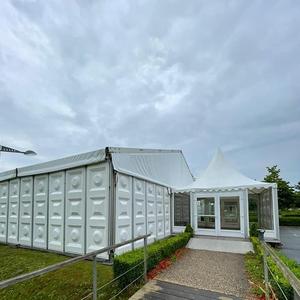 100% PVC tissu blanc ABS auvent mural pagode <span class=keywords><strong>parapluie</strong></span> gazebo 6x6 pagode tente avec porte en verre et mur solide en ABS - Product Image 1