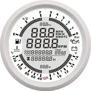 Thuyền Kỹ Thuật Số GPS Đồng Hồ Tốc Độ Tachometer 6in1 Đa Chức Năng Máy Đo 8-16V 10Bar 85Mm