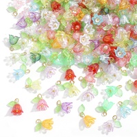 Gantungan Kunci Bunga Terompet 3D Lucu, Akrilik DIY, Liontin Daun Bunga Lily Mutiara untuk Kalung, Gelang, Gantungan Kunci, Pembuatan Perhiasan
