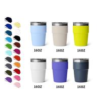 Mug de voiture personnalisé avec logo, 16 oz, en acier inoxydable 304, mug à café empilable, tasse à eau isolée sous vide portable