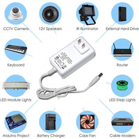 Adaptateur secteur DC 12V 2A, convertisseur d'alimentation 100-240V vers DC 5.5x2.5mm pour caméra CCTV, bande lumineuse LED, routeurs