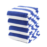 Eco-Friendly Microfiber All-Season Adult Beach Towel-Modern Striped Knitted Design High Water Absorption Machine Washable