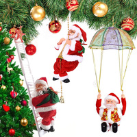 Figurine de Noël en peluche, grand-père grimpeur de cheminée, avec musique, jouet cadeau pour l'escalade sur échelle et corde
